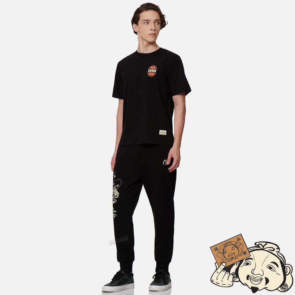 Men Evisu EVISU SQUAD DAICOCK PRINT T-SHIRT Noir | 695ODWIVG