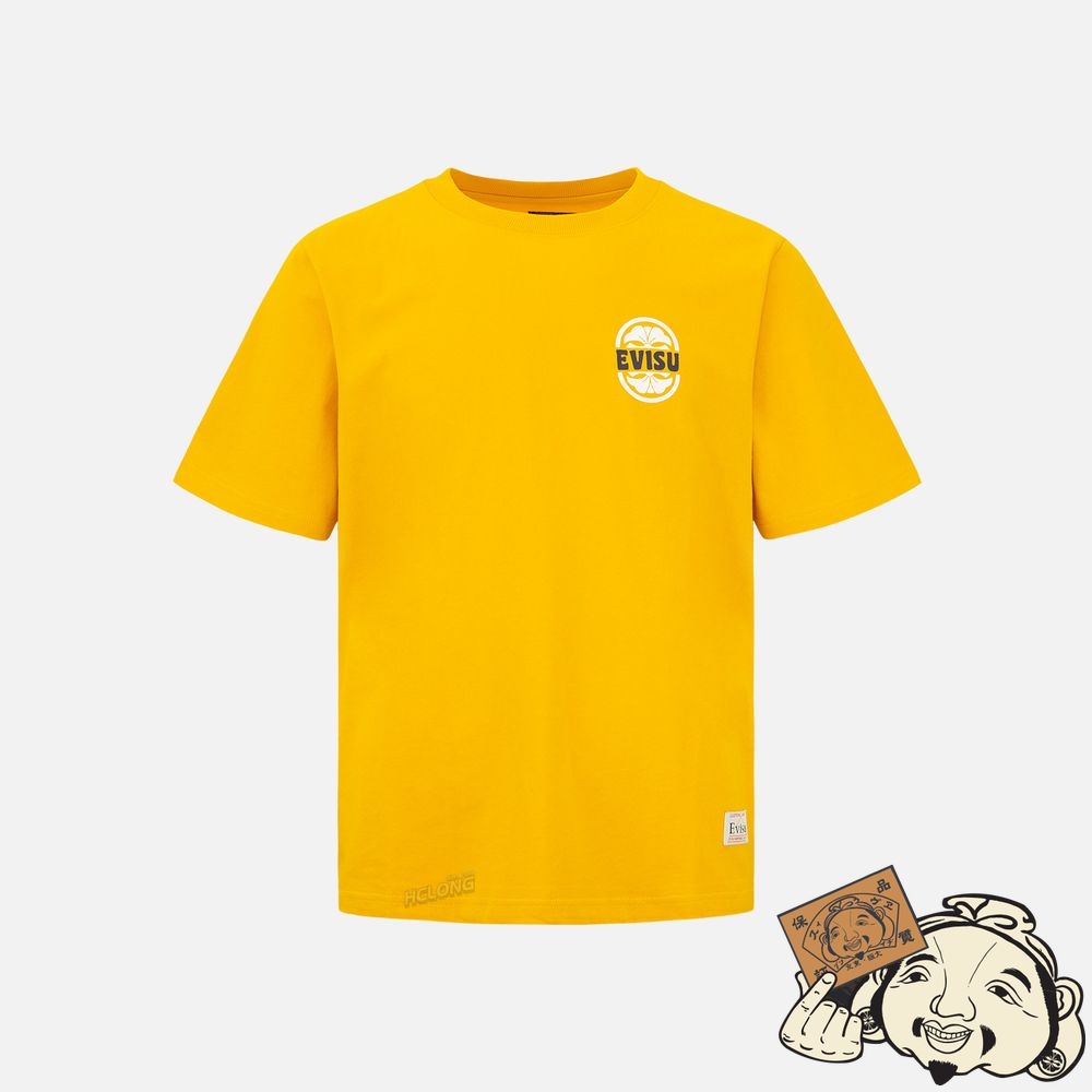 Men Evisu EVISU SQUAD DAICOCK PRINT T-SHIRT Jaune | 985YADOME