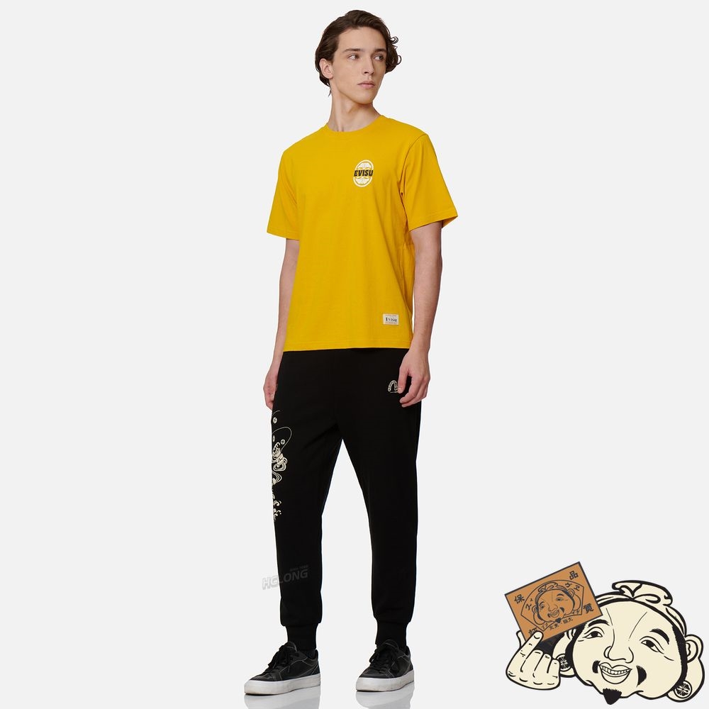 Men Evisu EVISU SQUAD DAICOCK PRINT T-SHIRT Jaune | 985YADOME