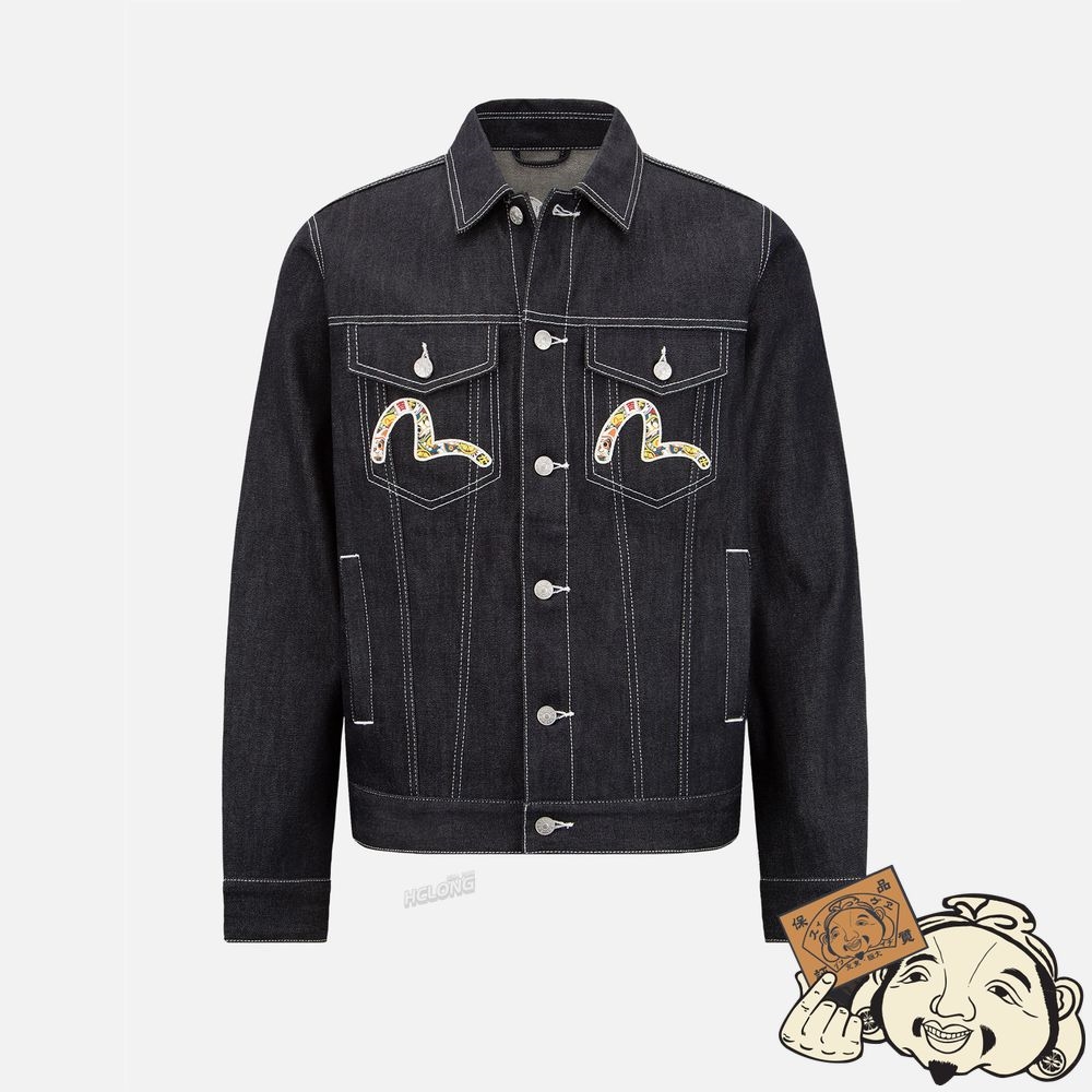 Men Evisu EVISU SQUAD EMBROIDERY DENIM JACKET Indigo | 425QDASEG