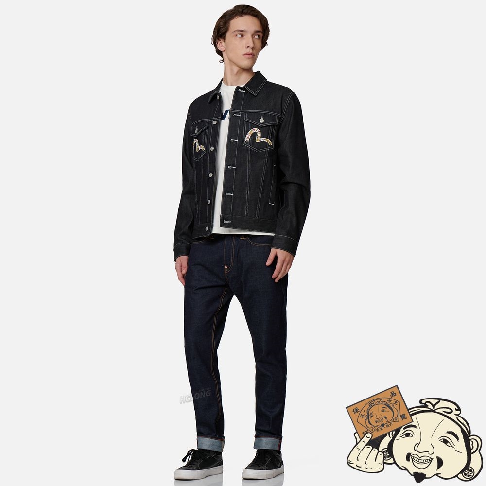 Men Evisu EVISU SQUAD EMBROIDERY DENIM JACKET Indigo | 425QDASEG