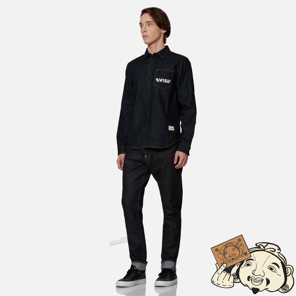 Men Evisu EVISU SQUAD GRAPHIC PRINT CARROT-FIT JEANS #2017 Indigo | 475YWGBLF