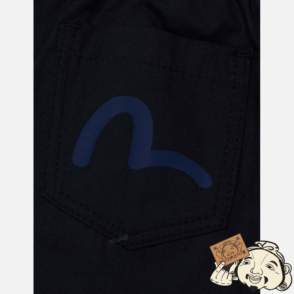 Men Evisu EVISU SQUAD “HIDE-AND-SEEK” PATTERN DAICOCK PRINT BOXER SHORTS Noir | 014YTMHAI