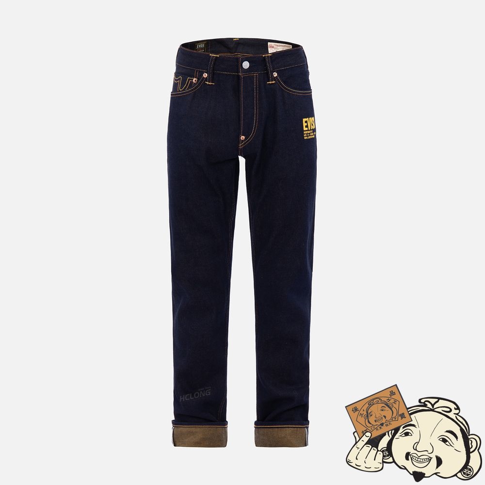 Men Evisu FABRIC-BLOCKING CARROT-FIT JEANS WITH WORKER POCKETS #2017 Indigo | 836CMHALQ
