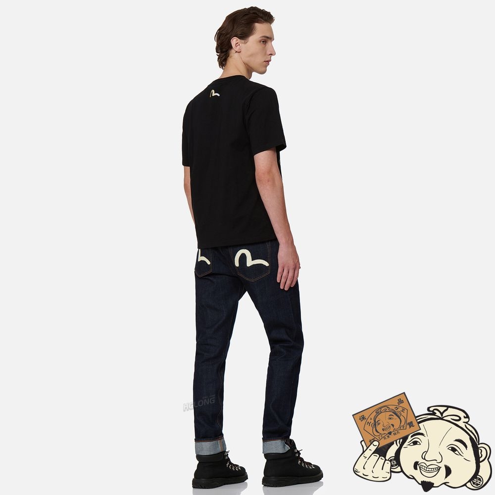 Men Evisu FADED SEAGULL PRINT CARROT-FIT JEANS #2017 Indigo | 120MGVJRD