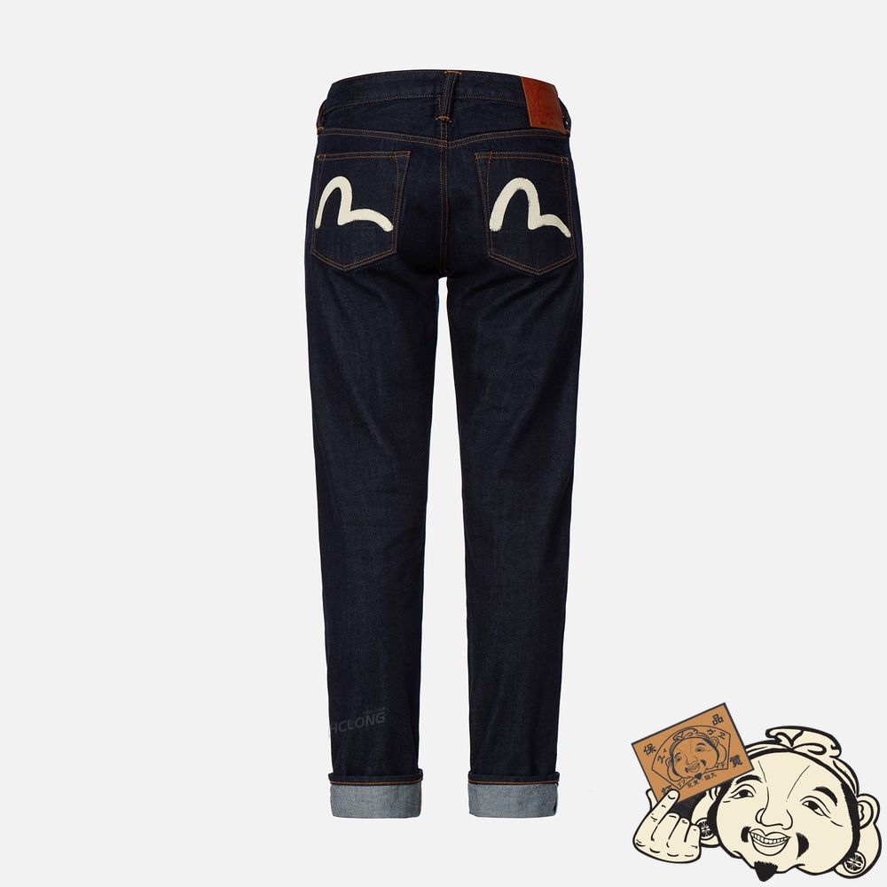 Men Evisu FADED SEAGULL PRINT CARROT-FIT JEANS #2017 Indigo | 120MGVJRD