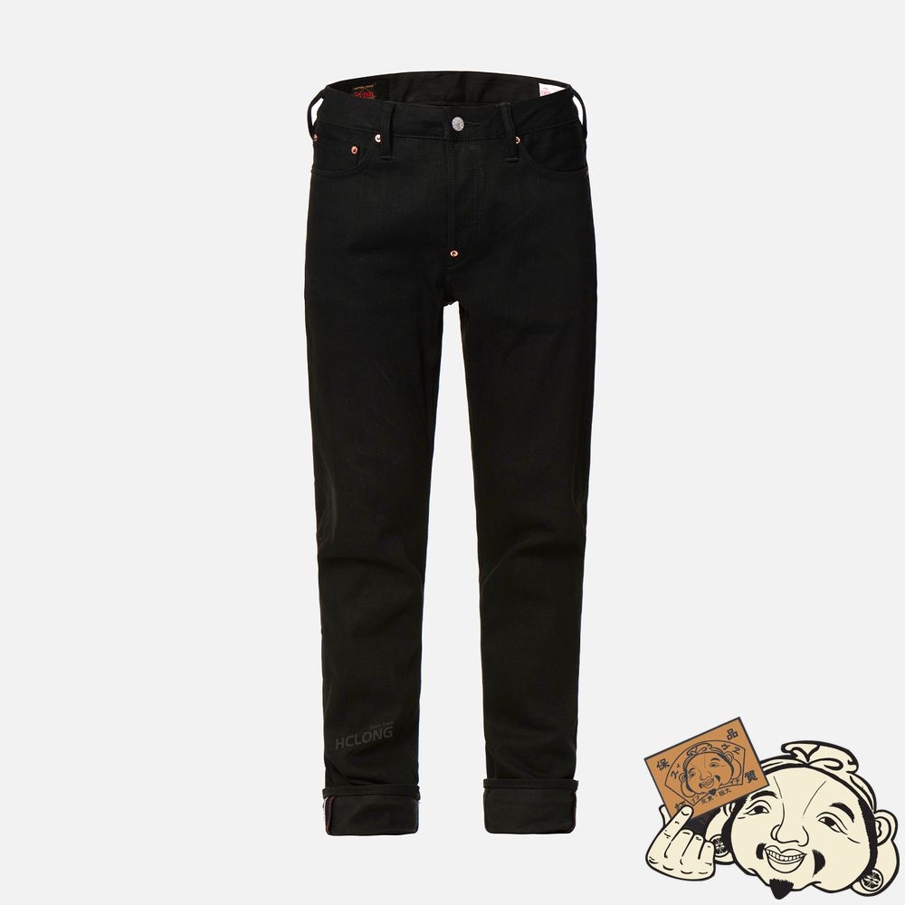 Men Evisu FISHERMAN GOD OF FORTUNE AND KOI-PATTERN DAICOCK CARROT-FIT JEANS #2017 Noir | 251JOXZKQ