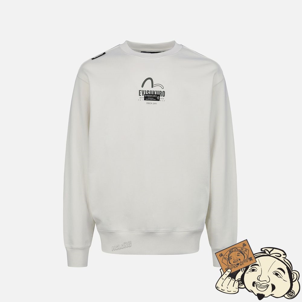 Men Evisu FOIL KAMON PRINT SWEATSHIRT Blanche | 813CUDXEJ