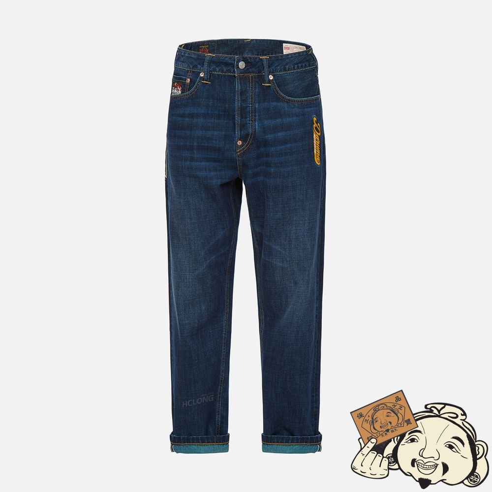 Men Evisu GODHEAD AND DARUMA STRAIGHT LEG JEANS Indigo | 091PDAVSU