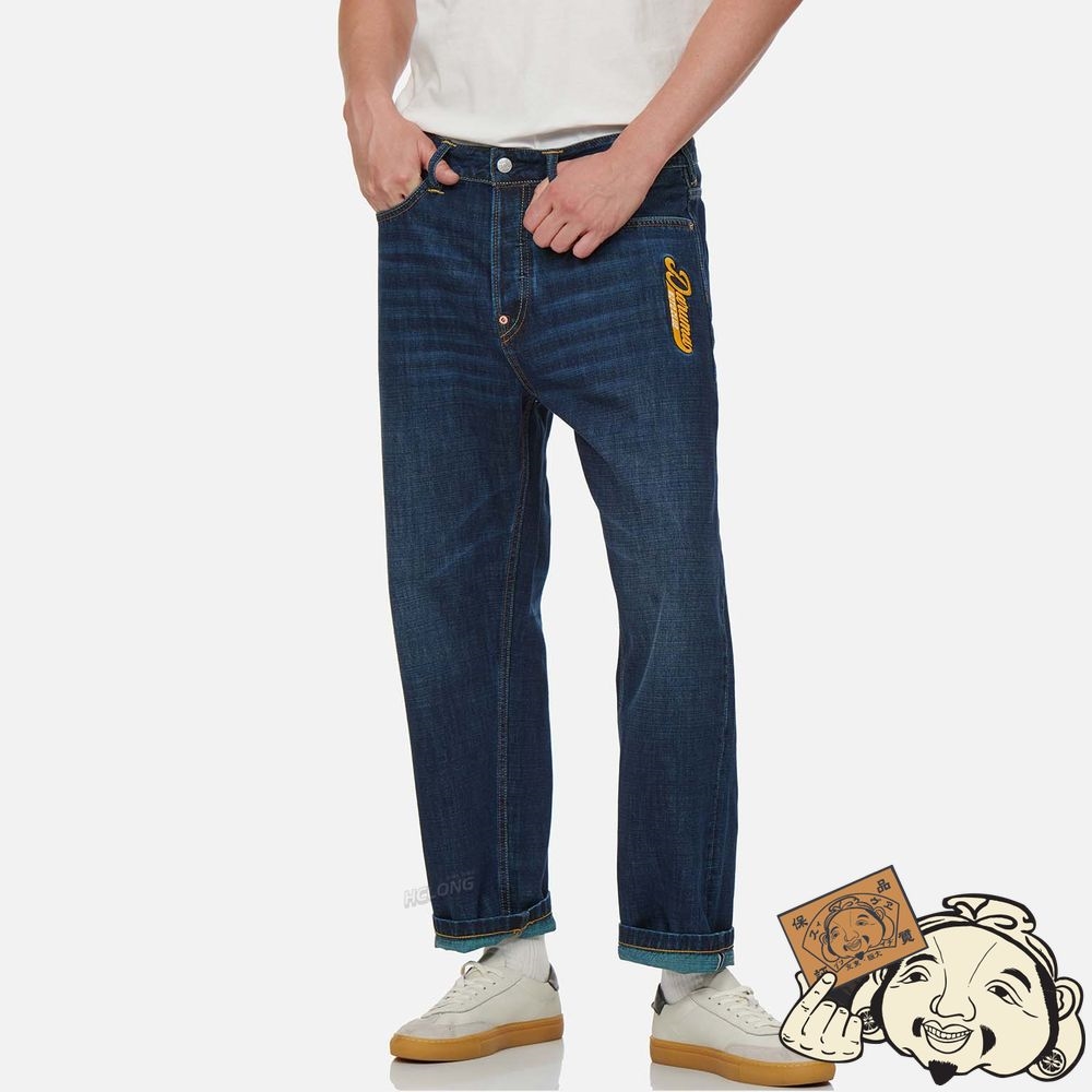 Men Evisu GODHEAD AND DARUMA STRAIGHT LEG JEANS Indigo | 091PDAVSU