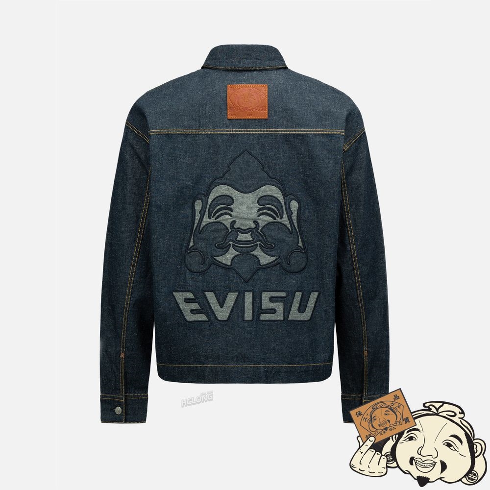 Men Evisu GODHEAD APPLIQUÉ DENIM JACKET Indigo | 145AKNOZD