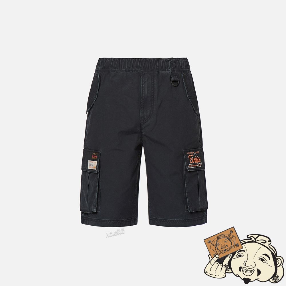Men Evisu GODHEAD EMBROIDERY CARGO SHORTS Noir | 412FJEULX