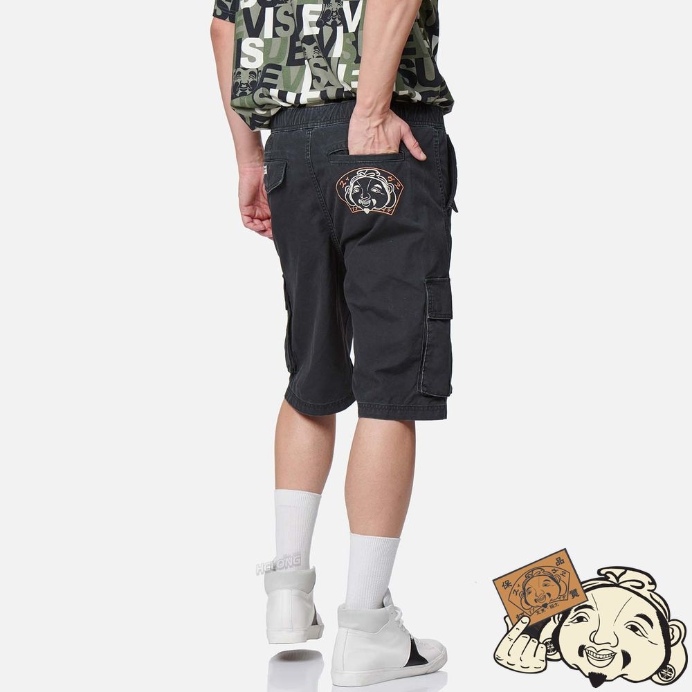 Men Evisu GODHEAD EMBROIDERY CARGO SHORTS Noir | 412FJEULX