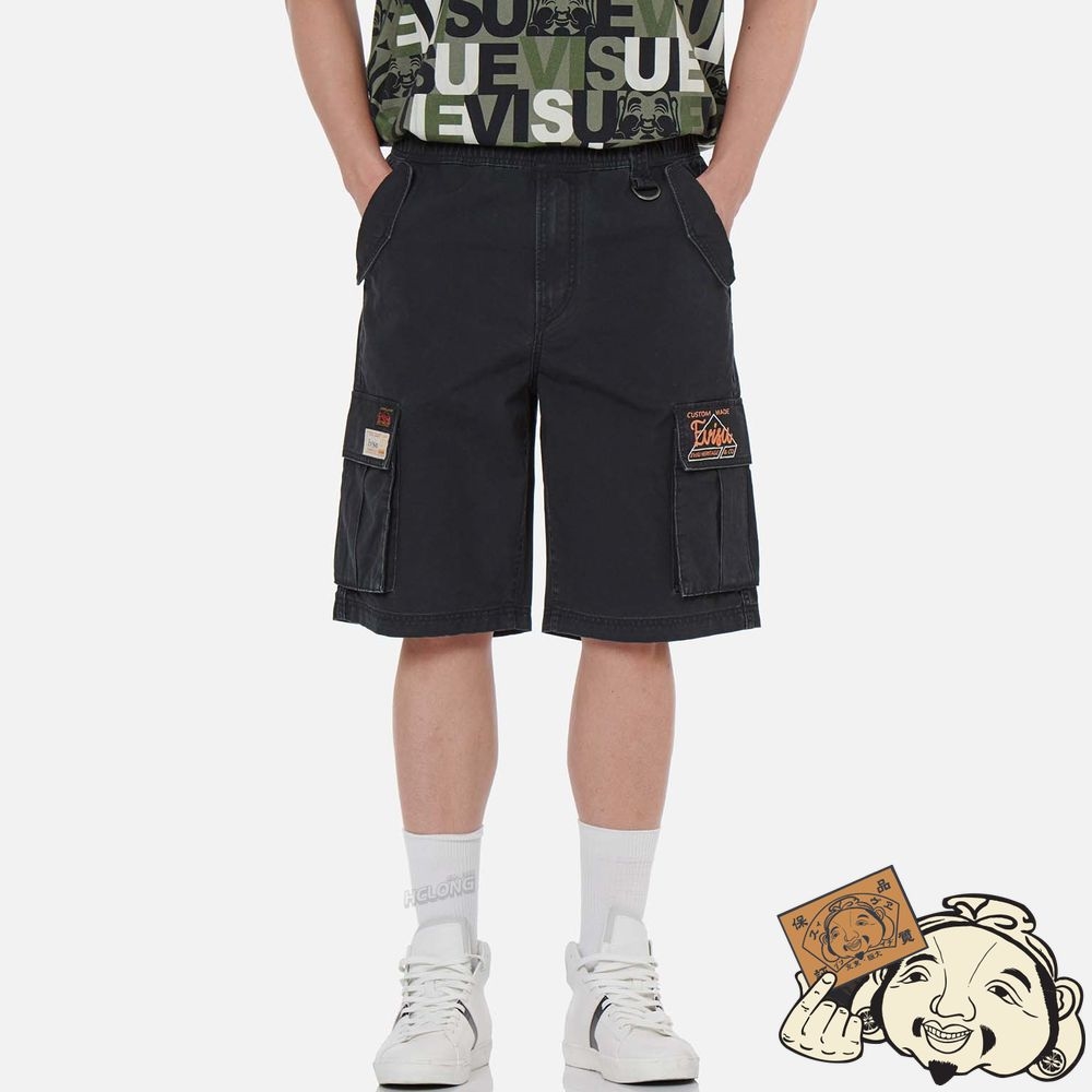 Men Evisu GODHEAD EMBROIDERY CARGO SHORTS Noir | 412FJEULX