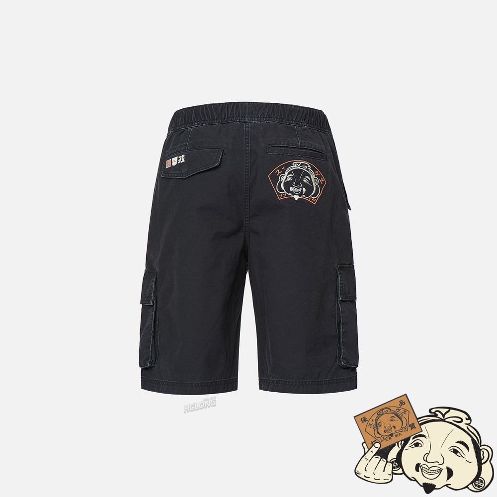 Men Evisu GODHEAD EMBROIDERY CARGO SHORTS Noir | 412FJEULX