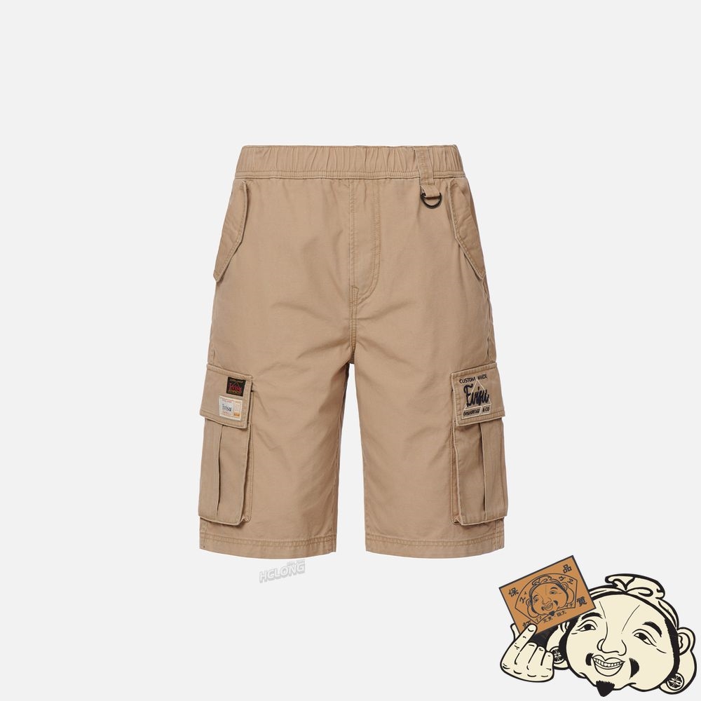 Men Evisu GODHEAD EMBROIDERY CARGO SHORTS Kaki | 486BATHLQ