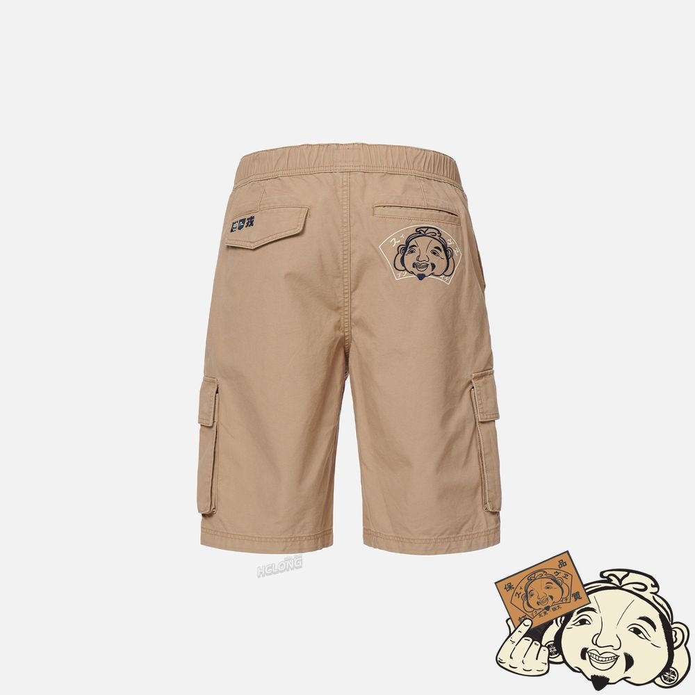 Men Evisu GODHEAD EMBROIDERY CARGO SHORTS Kaki | 486BATHLQ