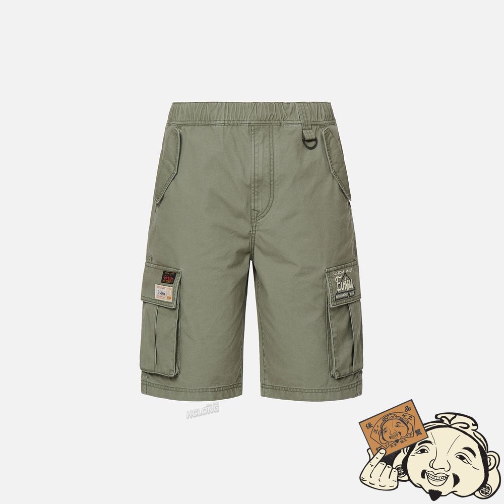 Men Evisu GODHEAD EMBROIDERY CARGO SHORTS Vert | 582DAHFLM