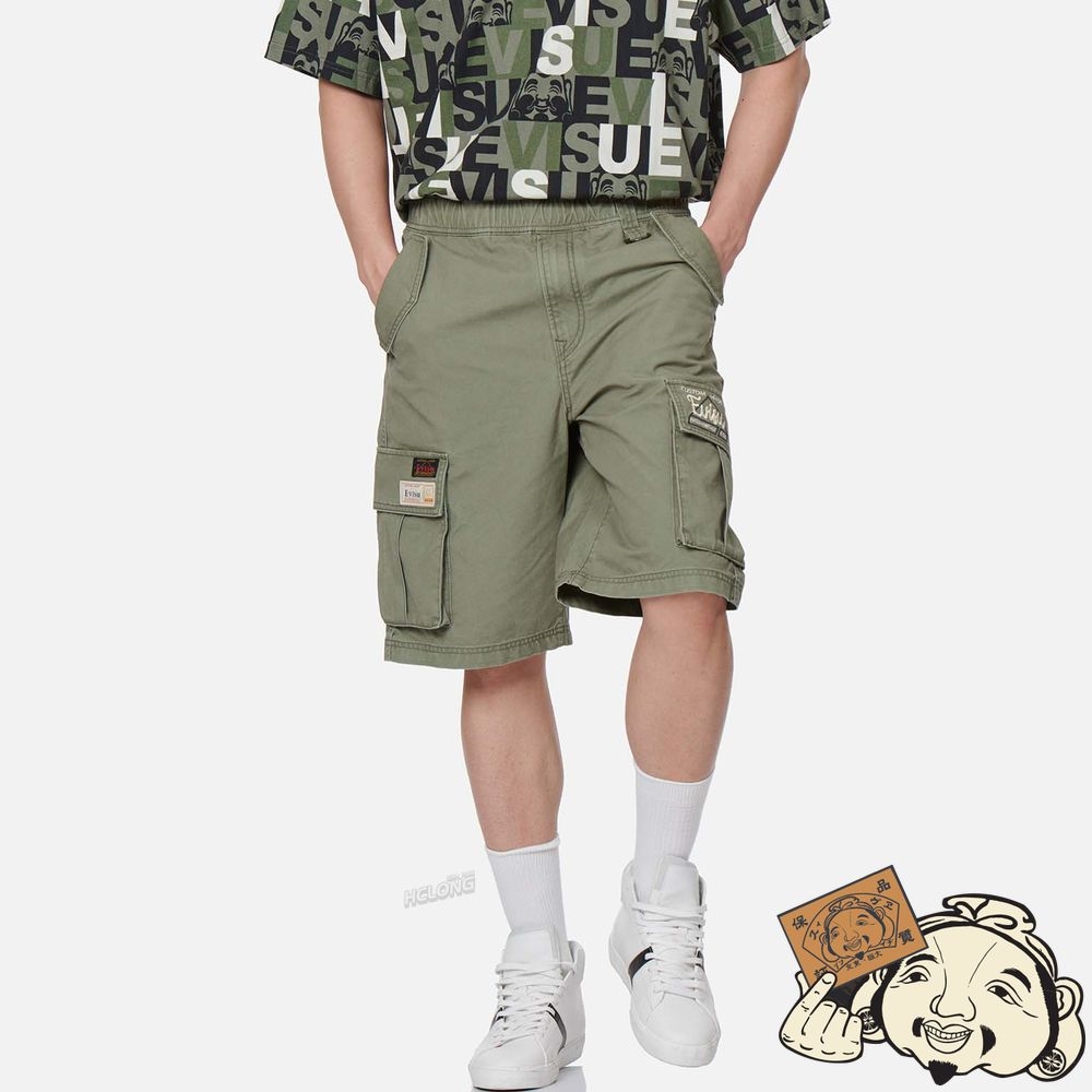 Men Evisu GODHEAD EMBROIDERY CARGO SHORTS Vert | 582DAHFLM