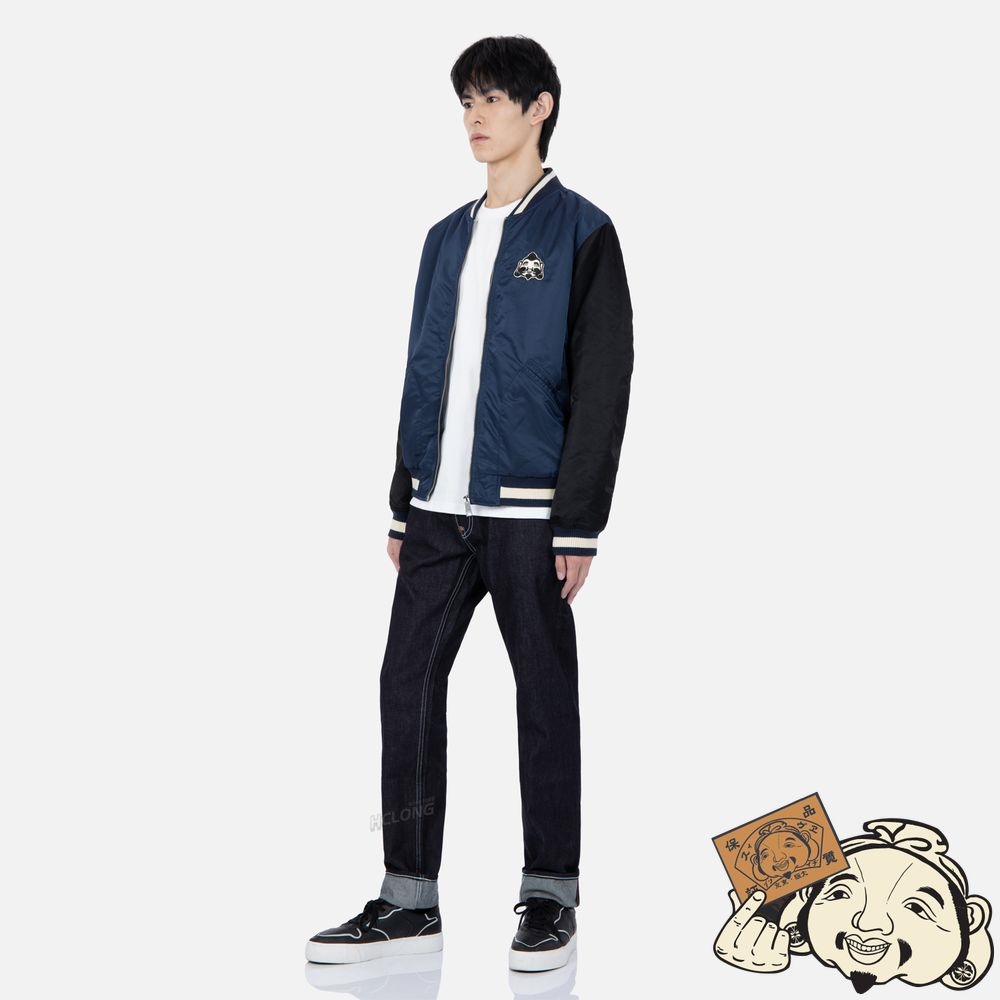 Men Evisu GODHEAD PATCH PADDED JACKET Bleu Marine | 904SLRCEM
