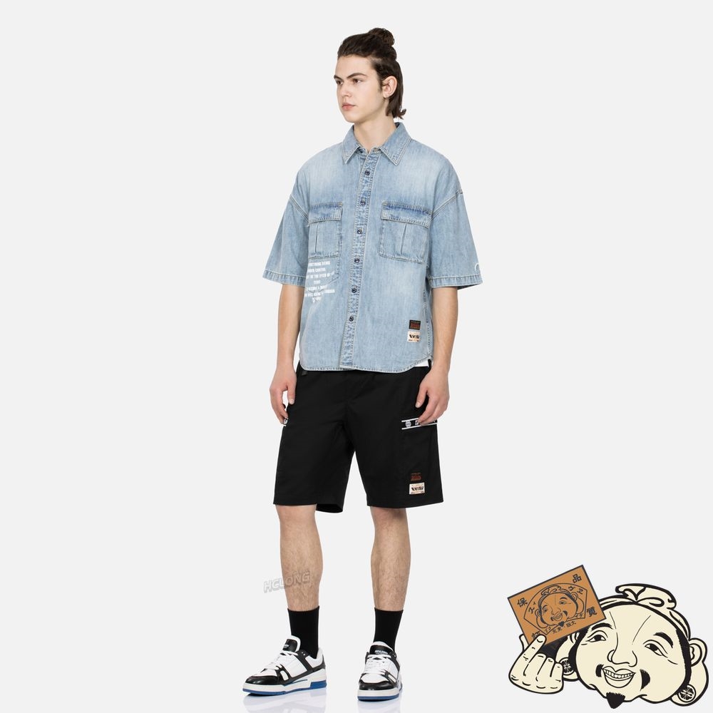 Men Evisu GODHEAD PRINT DENIM SHIRT Indigo | 167DGFAMK