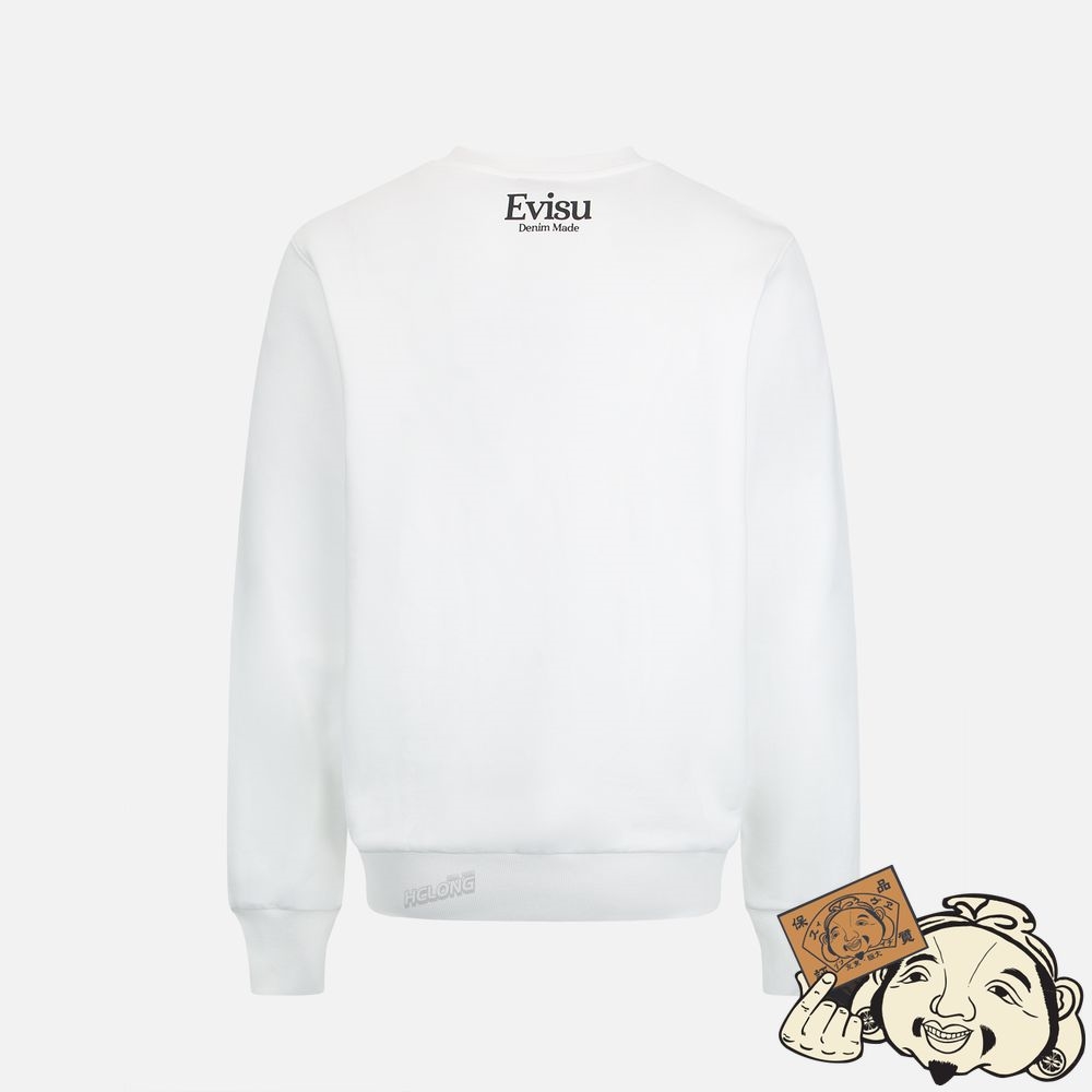 Men Evisu GODHEAD PRINT SWEATSHIRT Blanche | 129SRQKGA