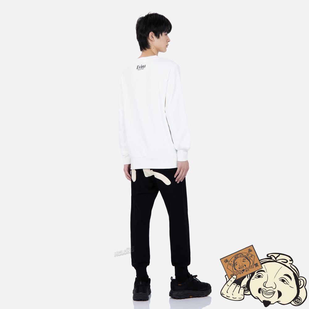 Men Evisu GODHEAD PRINT SWEATSHIRT Blanche | 129SRQKGA