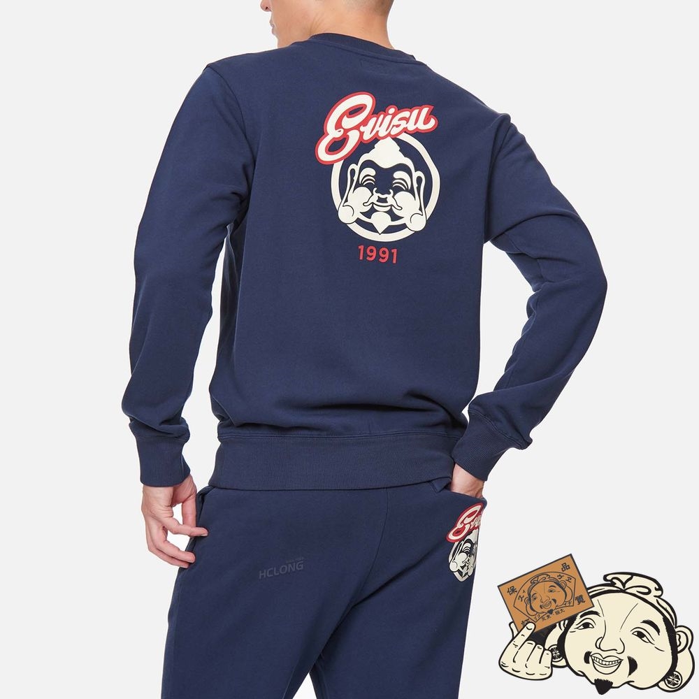 Men Evisu GODHEAD PRINT SWEATSHIRT Bleu Marine | 839JGQMXI