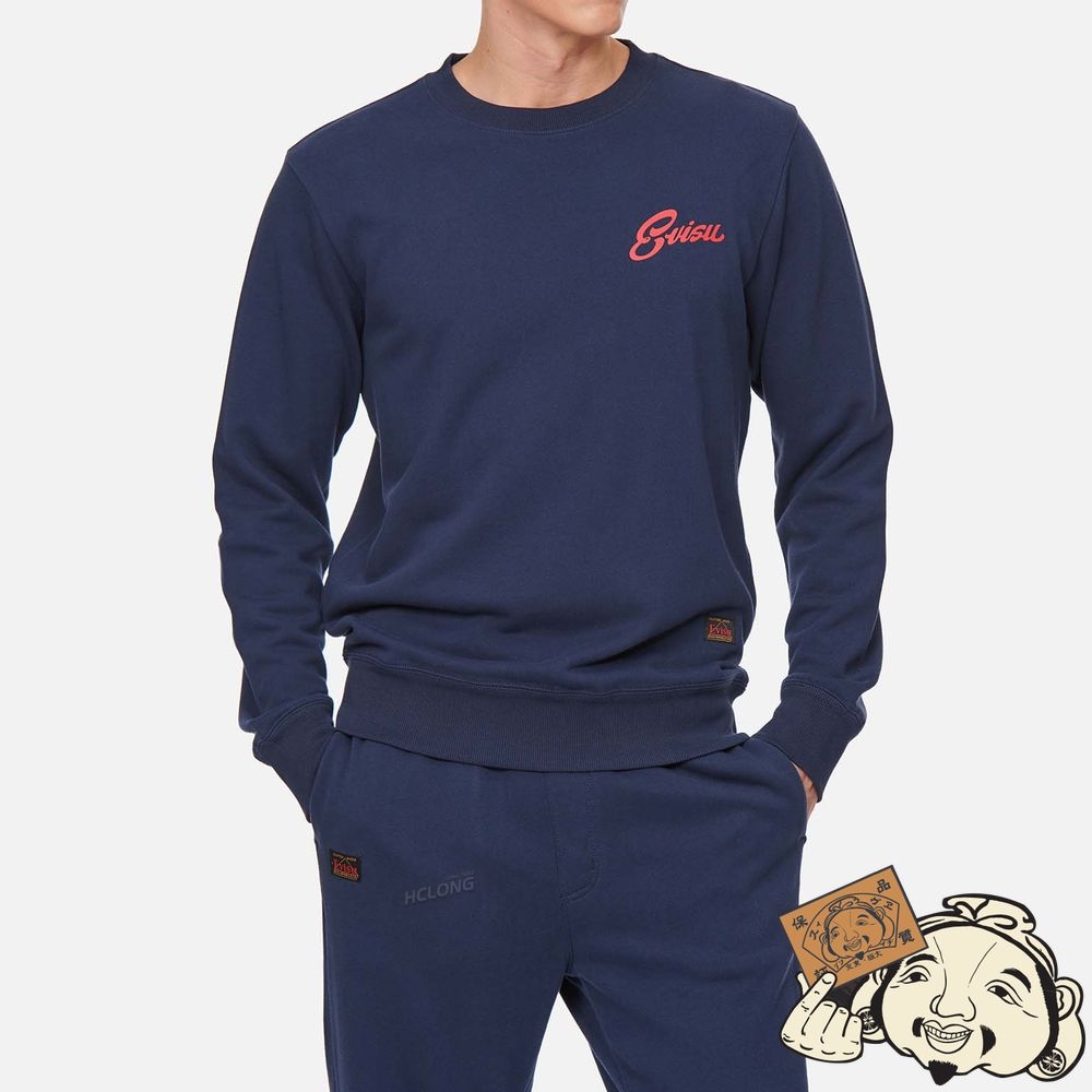 Men Evisu GODHEAD PRINT SWEATSHIRT Bleu Marine | 839JGQMXI