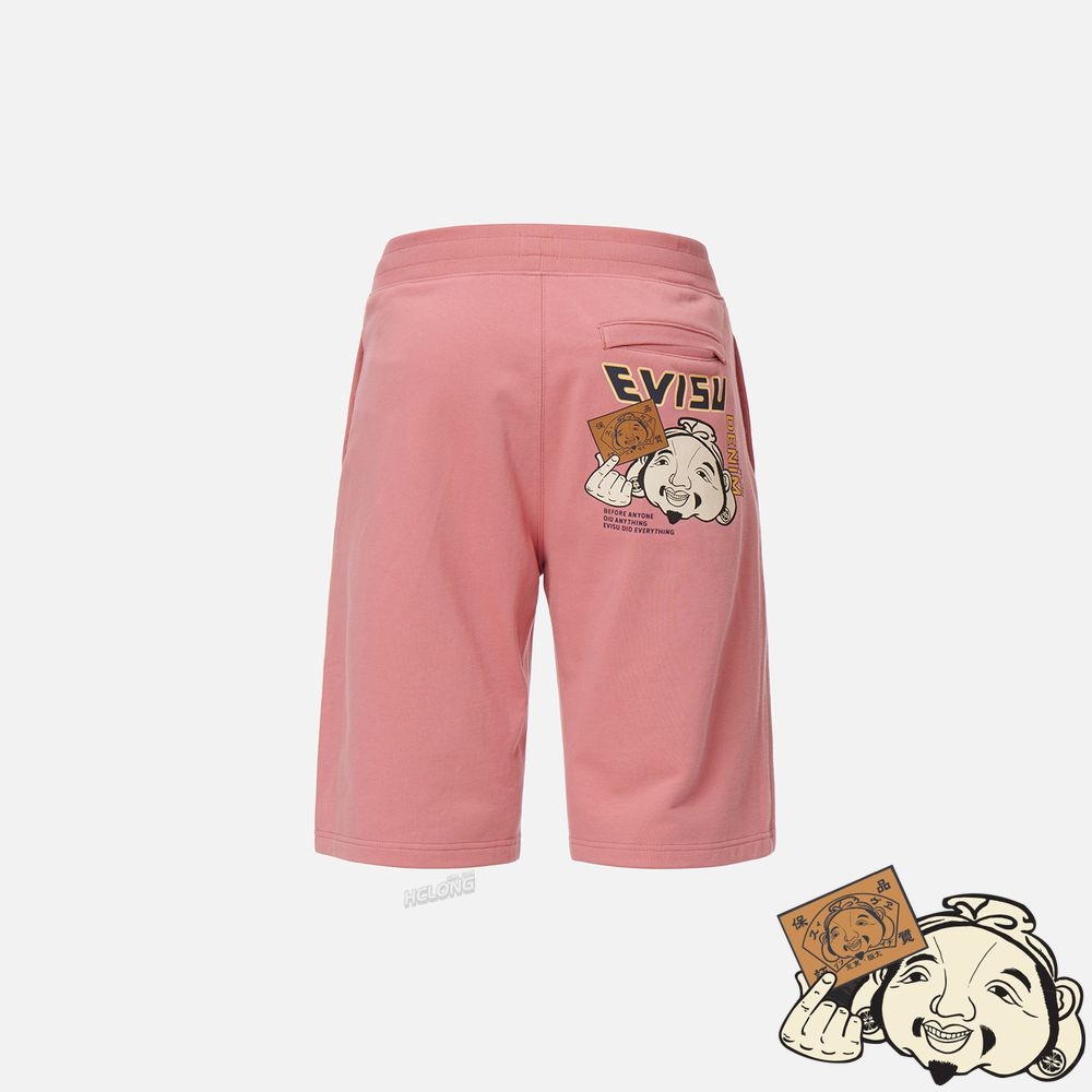 Men Evisu GODHEAD PRINT SWEAT SHORTS Rose | 240CBMYEG