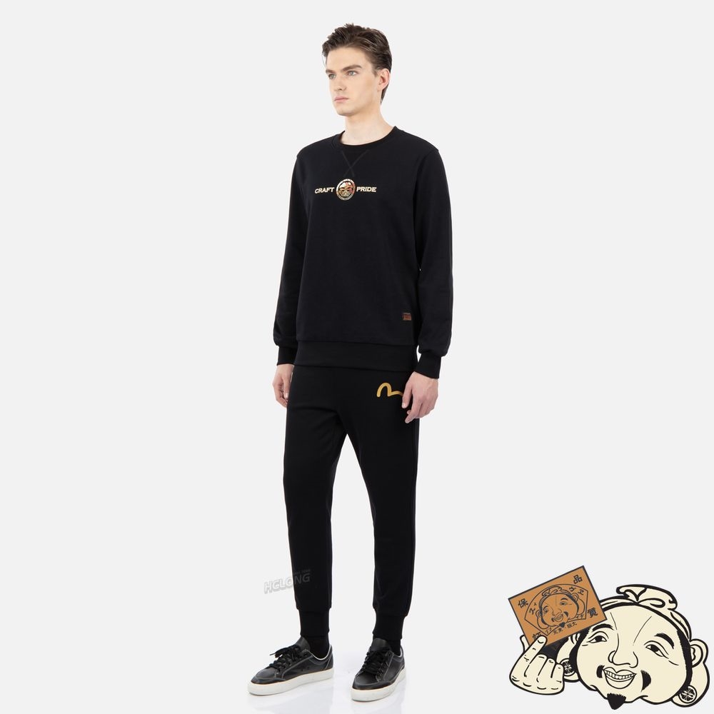 Men Evisu GRADATED DRAGON-DUO DAICOCK PRINT SWEATSHIRT Noir | 819BWSEZJ
