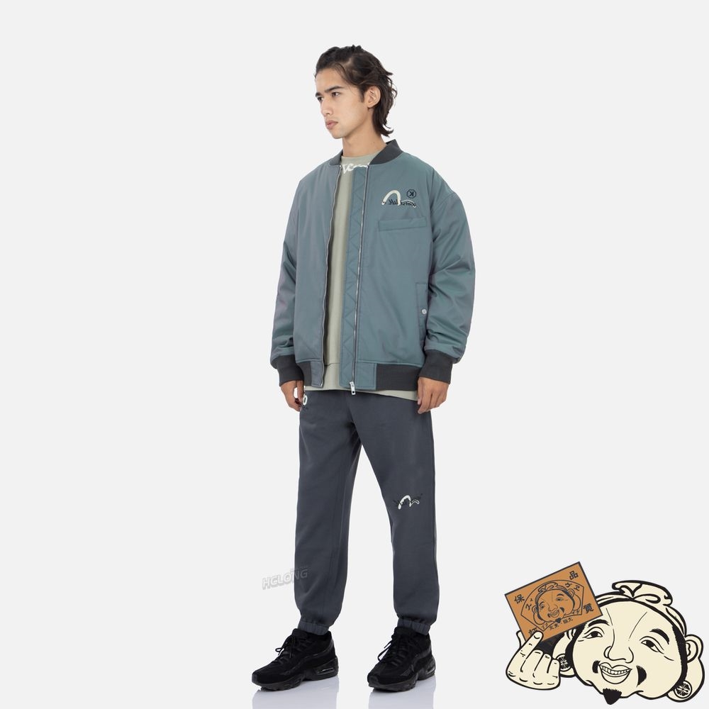 Men Evisu GRADIENT KAMON EMBROIDERY BOMBER JACKET CHARCOAL | 356BVTLKA