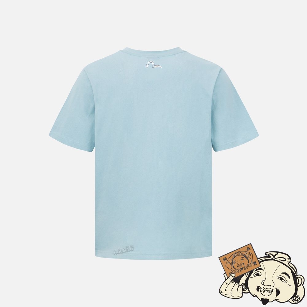 Men Evisu GRADIENT KAMON FOIL-PRINT T-SHIRT Bleu | 563RXZIJP