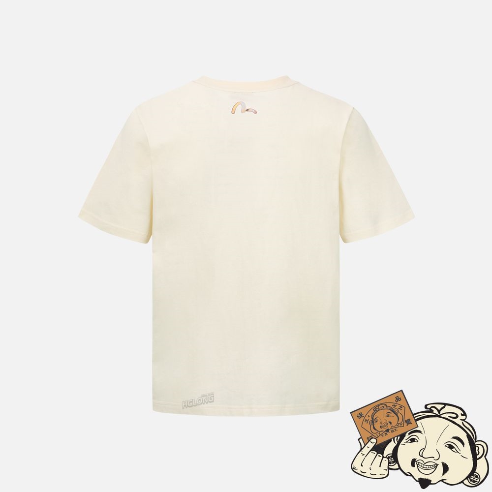 Men Evisu GRADIENT KAMON FOIL-PRINT T-SHIRT Beige | 723GDZBNQ