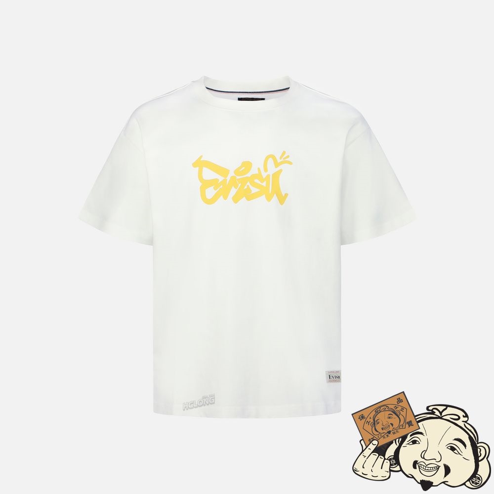 Men Evisu GRAFFITI DARUMA DAICOCK PRINT T-SHIRT Blanche | 051UVXWTC