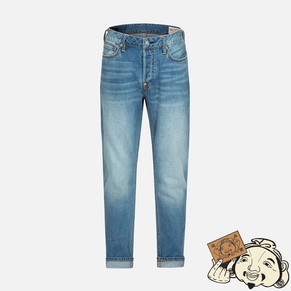 Men Evisu GRAFFITI DARUMA PRINT CARROT-FIT JEANS #2017 Indigo | 906XGOTLC