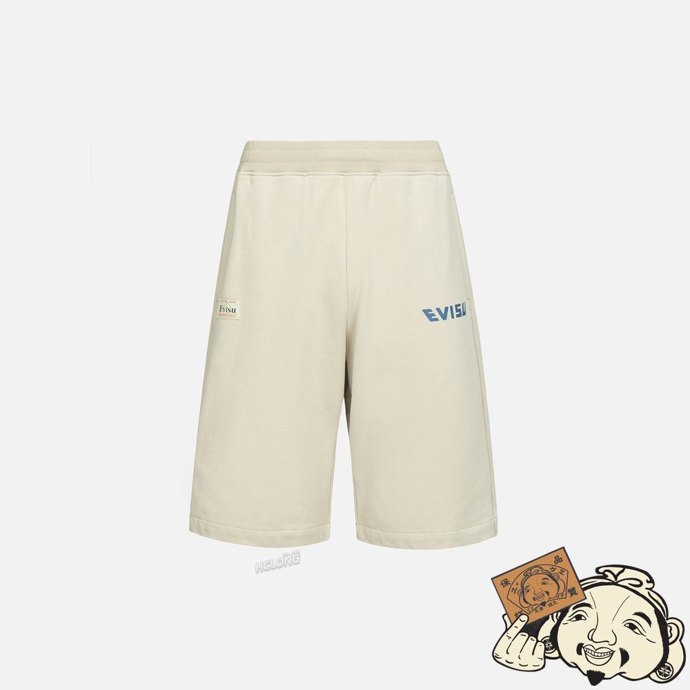 Men Evisu GRAFFITI DARUMA PRINT SWEAT SHORTS Beige | 752VNAUIP