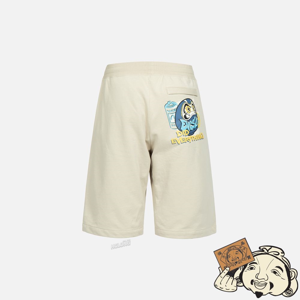 Men Evisu GRAFFITI DARUMA PRINT SWEAT SHORTS Beige | 752VNAUIP