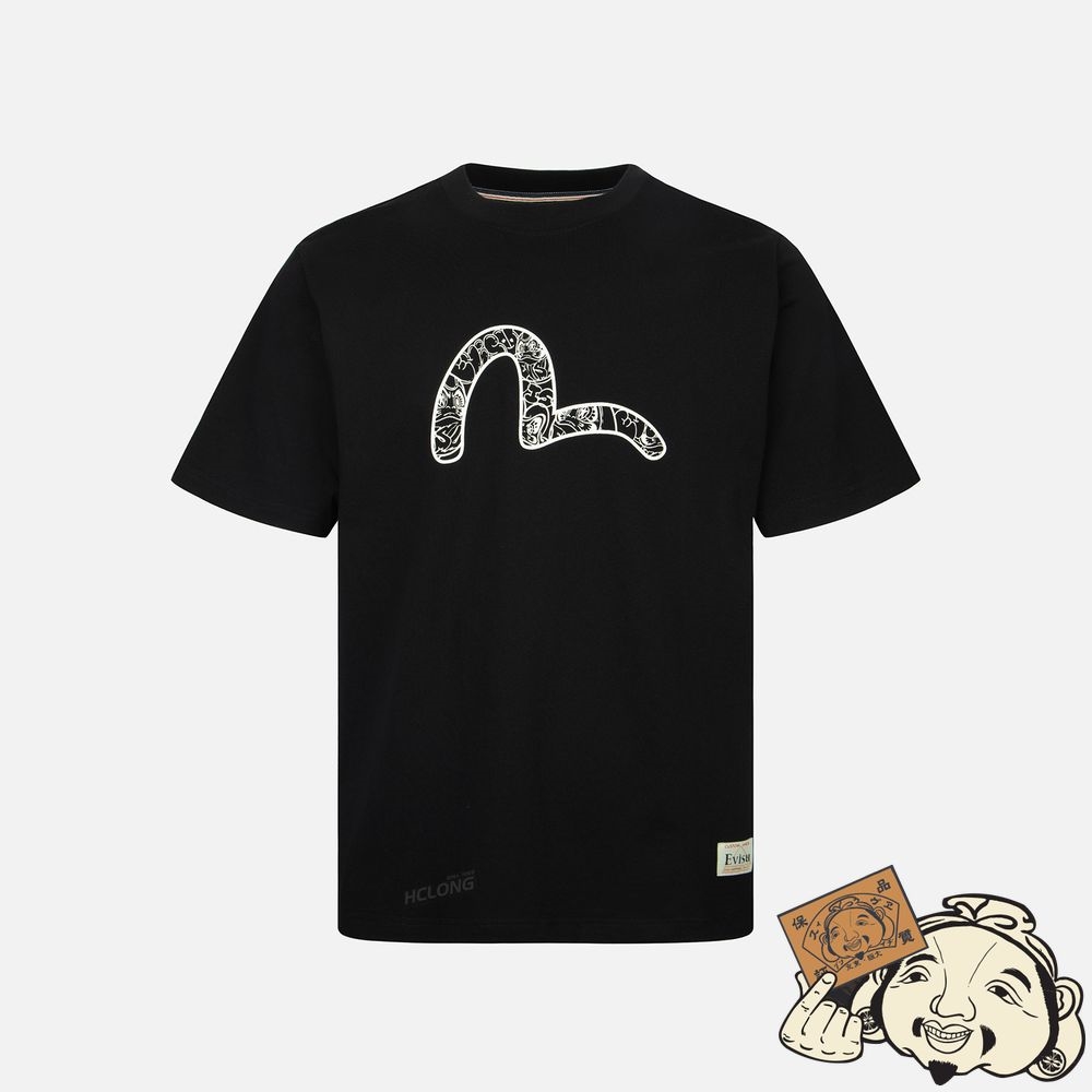 Men Evisu GRAFFITI DARUMA STICKER PRINT T-SHIRT Noir | 520JAGCIY
