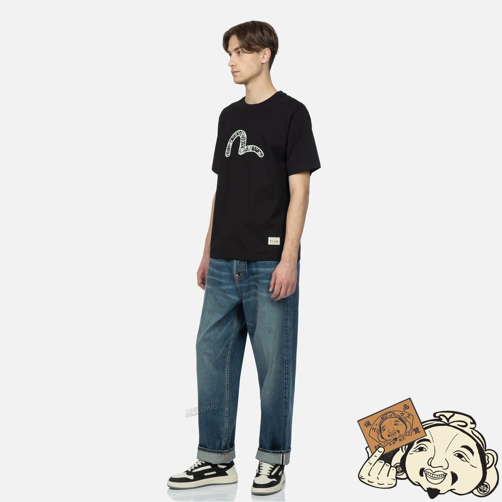Men Evisu GRAFFITI DARUMA STICKER PRINT T-SHIRT Noir | 520JAGCIY