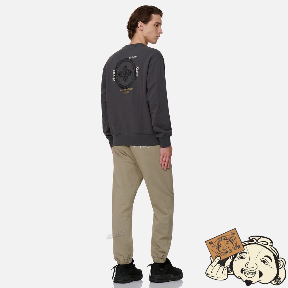 Men Evisu GRAFFITI EFFECT LOGO AND KAMON PRINT SWEATSHIRT CHARCOAL | 120ZDYCET