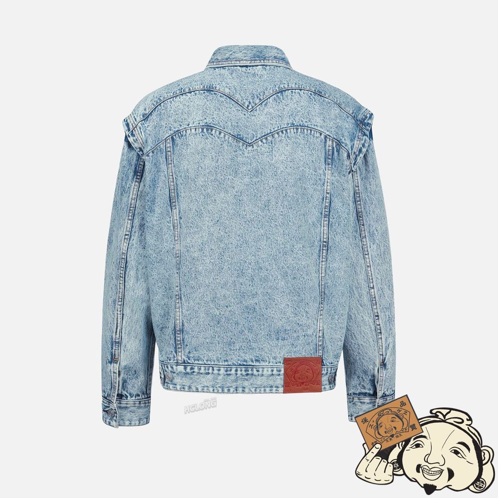 Men Evisu GRAFFITI LOGO EMBROIDERY DENIM JACKET WITH DETACHABLE SLEEVES Indigo | 894VSIKYT
