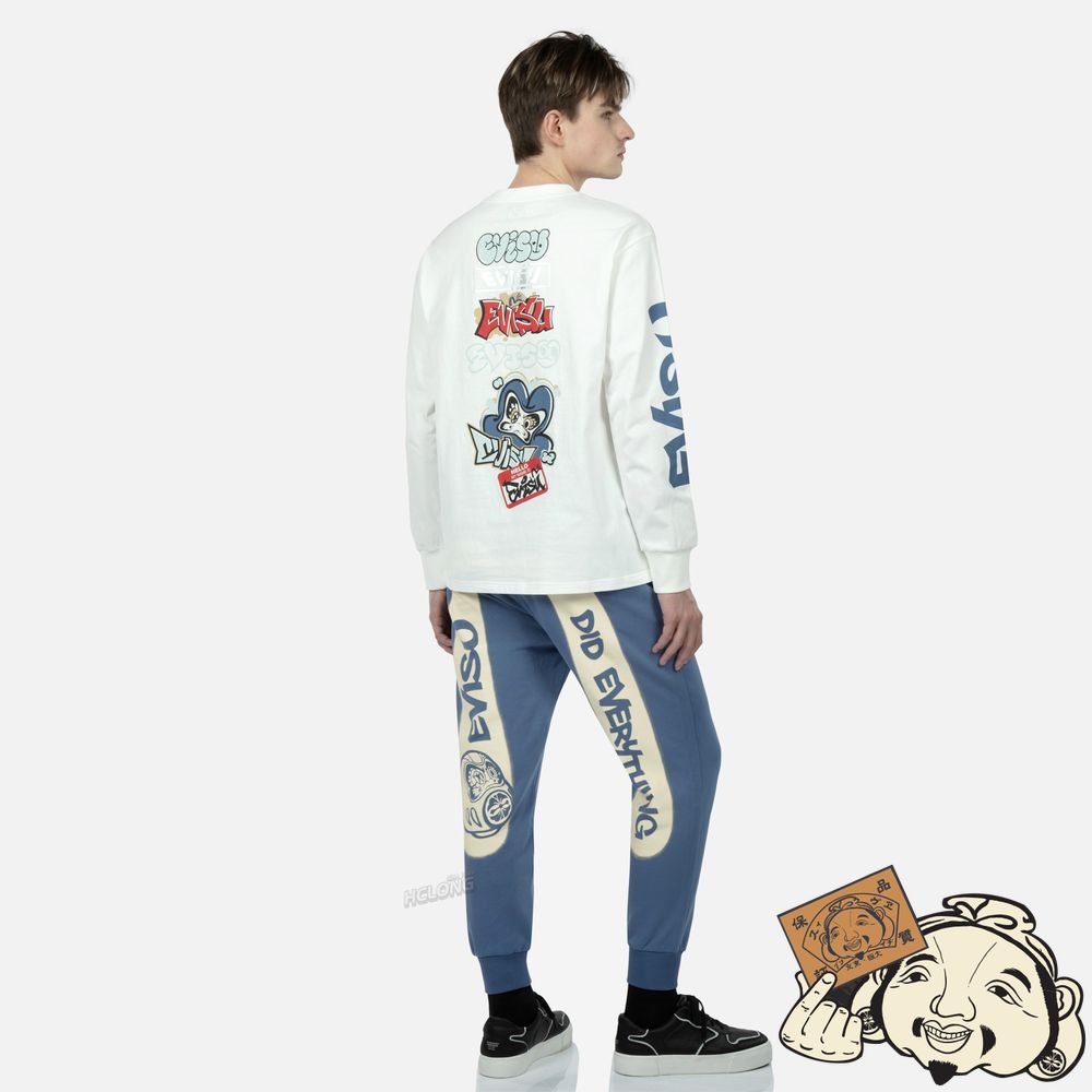 Men Evisu GRAFFITI LOGO PRINT T-SHIRT Blanche | 916DRACLG