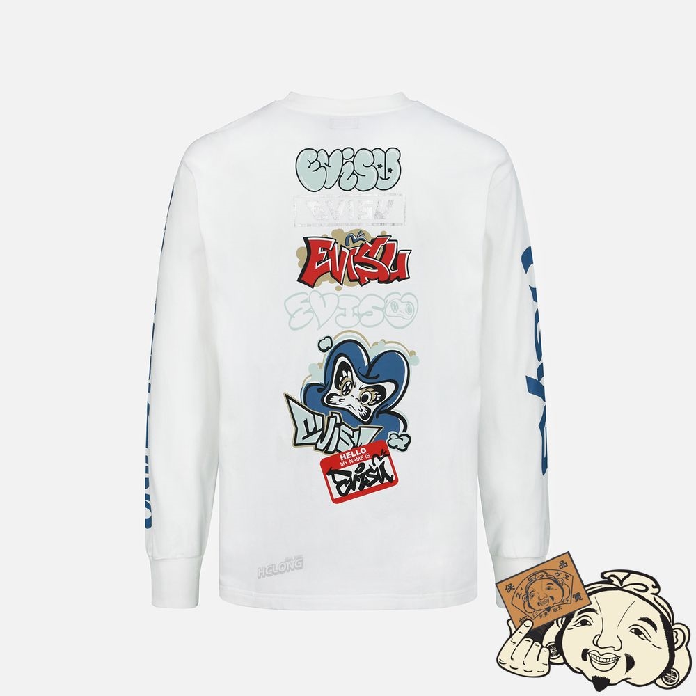 Men Evisu GRAFFITI LOGO PRINT T-SHIRT Blanche | 916DRACLG
