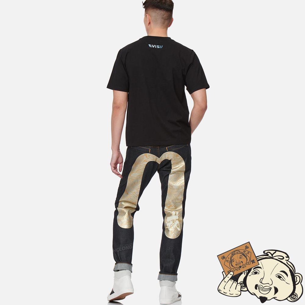 Men Evisu GRAINS-PATTERN DAICOCK CARROT FIT JEANS #2017 Indigo | 914EBXQHA