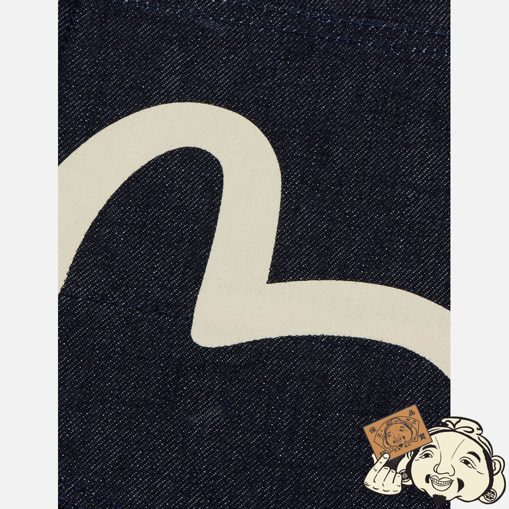 Men Evisu HANDPRINTED SEAGULL LOOSE STRAIGHT FIT SELVEDGE PRESHRUNK JEANS Indigo | 496NJDZQH