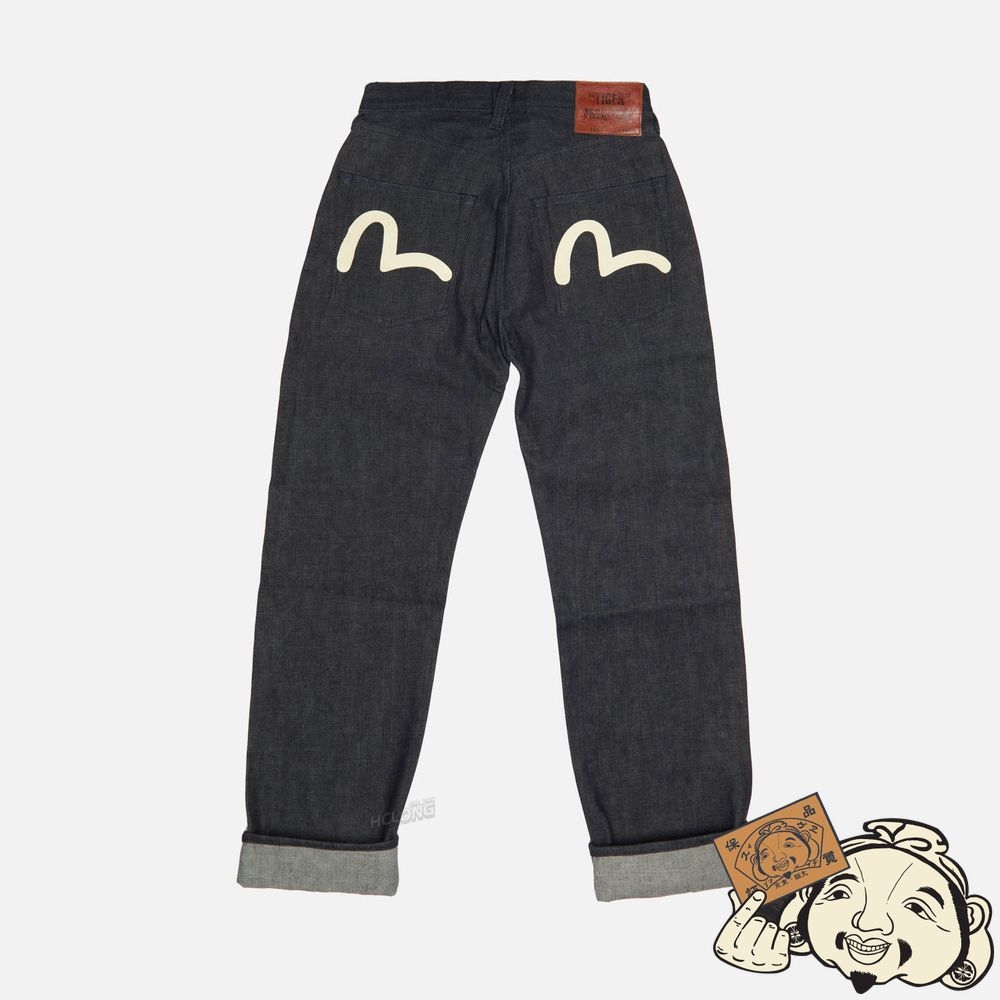 Men Evisu HANDPRINTED SEAGULL LOOSE STRAIGHT FIT SELVEDGE PRESHRUNK JEANS Indigo | 496NJDZQH