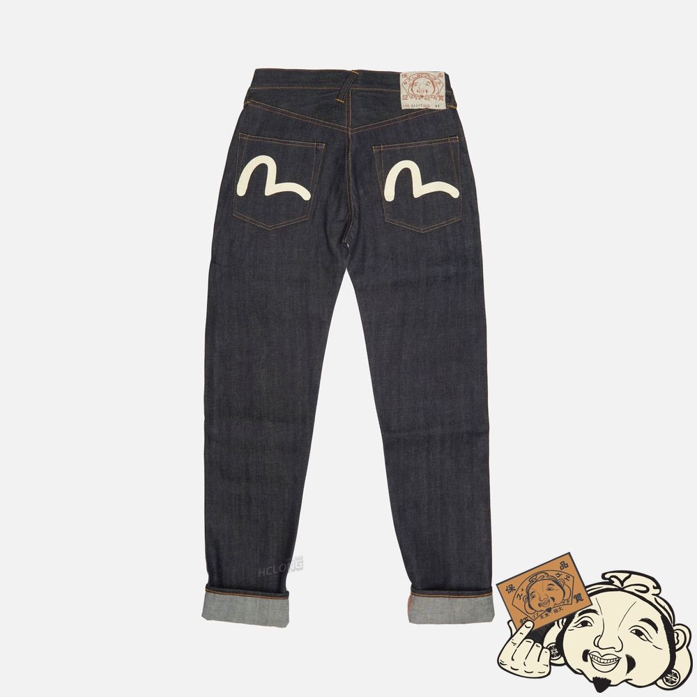 Men Evisu HANDPRINTED SEAGULL SLIM FIT RAW DENIM SELVEDGE JEANS Indigo | 145INYAKM