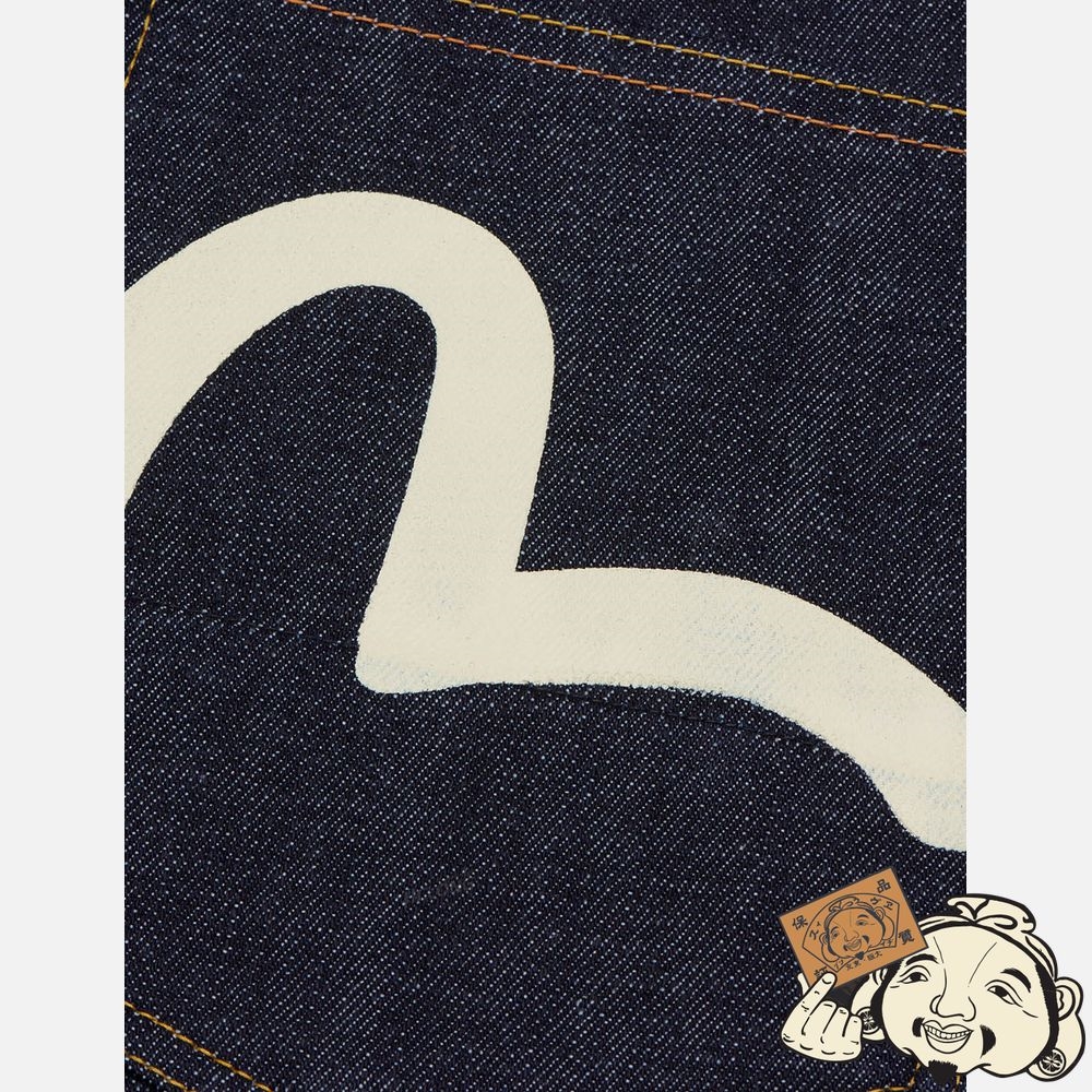 Men Evisu HANDPRINTED SEAGULL SLIM FIT RAW DENIM SELVEDGE JEANS Indigo | 145INYAKM