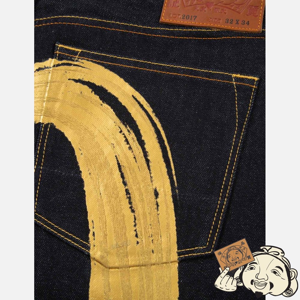 Men Evisu HAND-BRUSHED STYLE DAICOCK CARROT-FIT DENIM JEANS #2017 Indigo | 103TAILFC